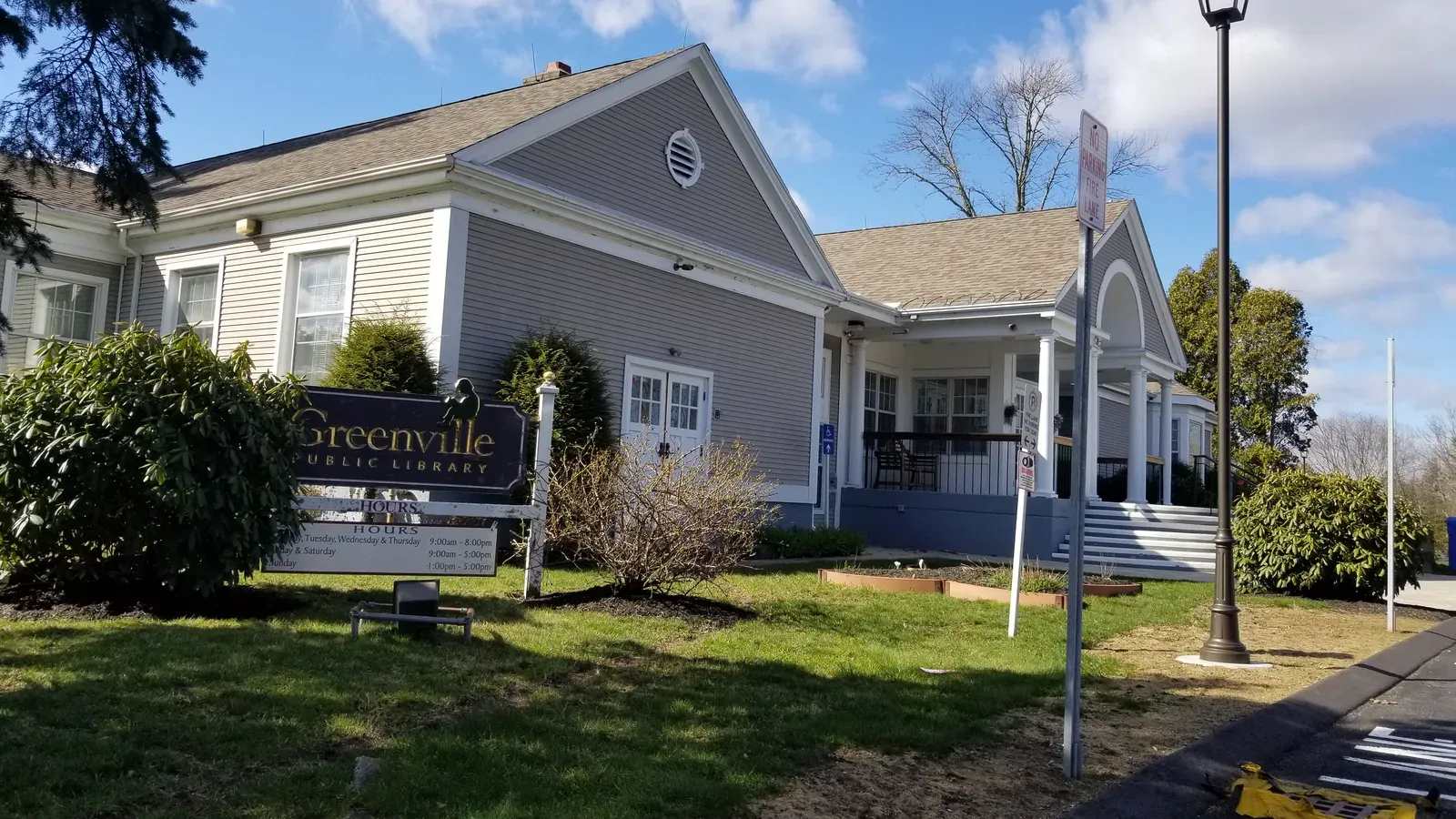The Greenville Public Library in the village of Greenville, Smithfield, Rhode Island