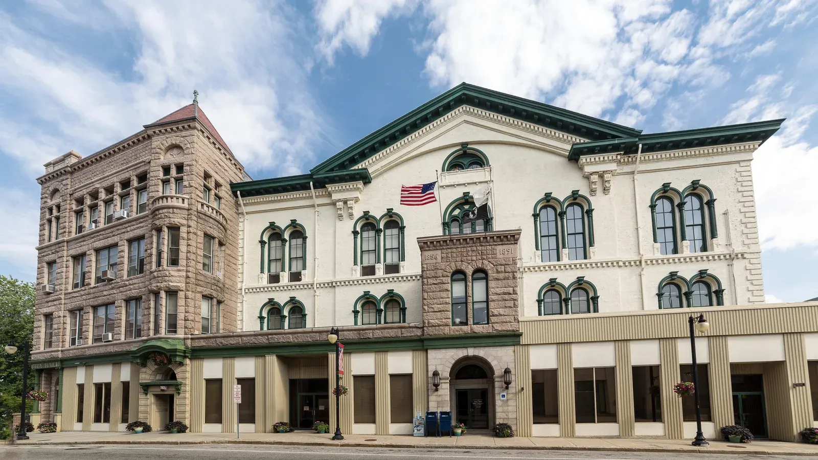 The ornate 1890s Woonsocket City Hall along Main Street, Woonsocket, Rhode Island